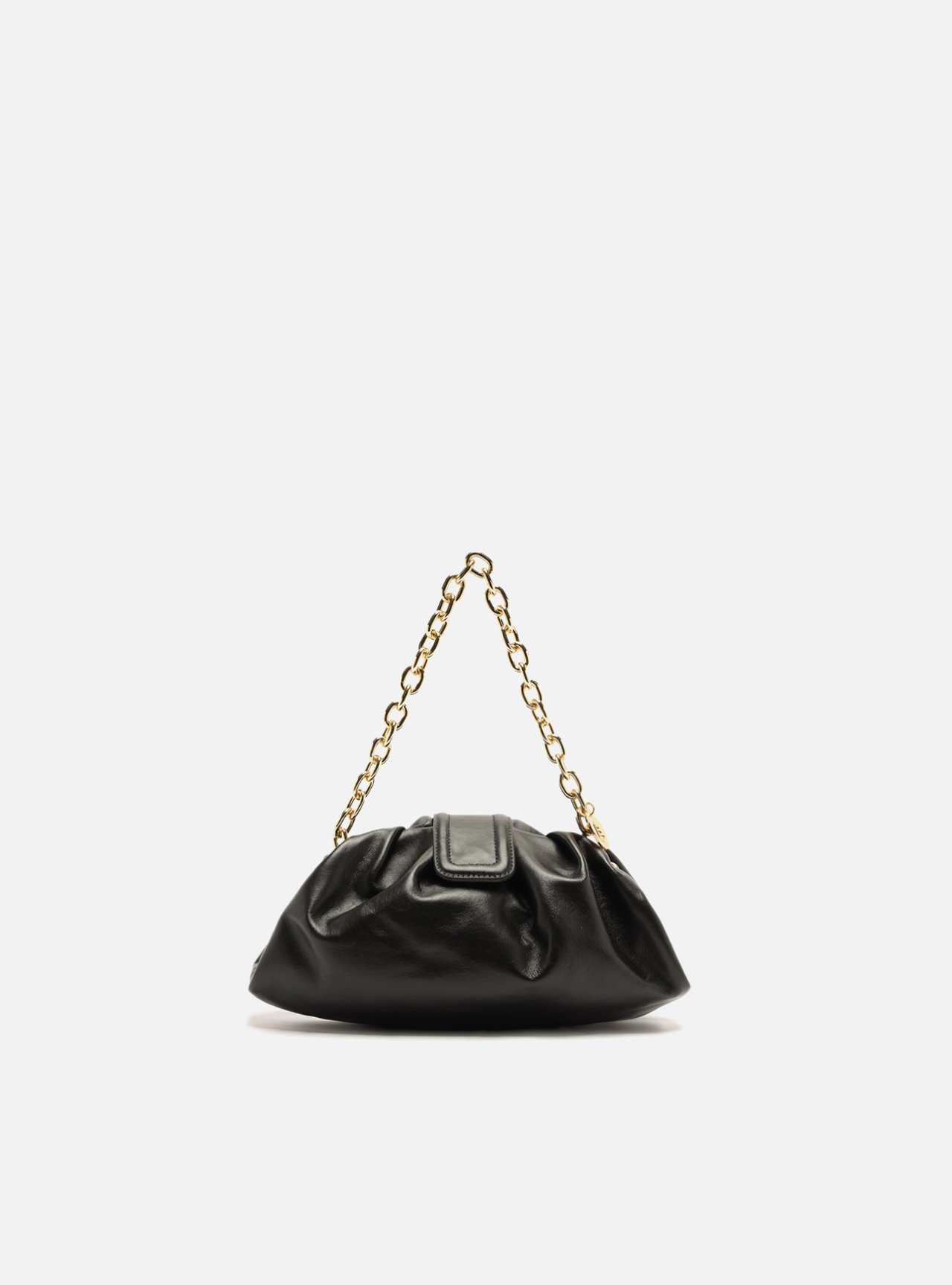 Bolsa Clutch Preta Couro Pequena Corrente