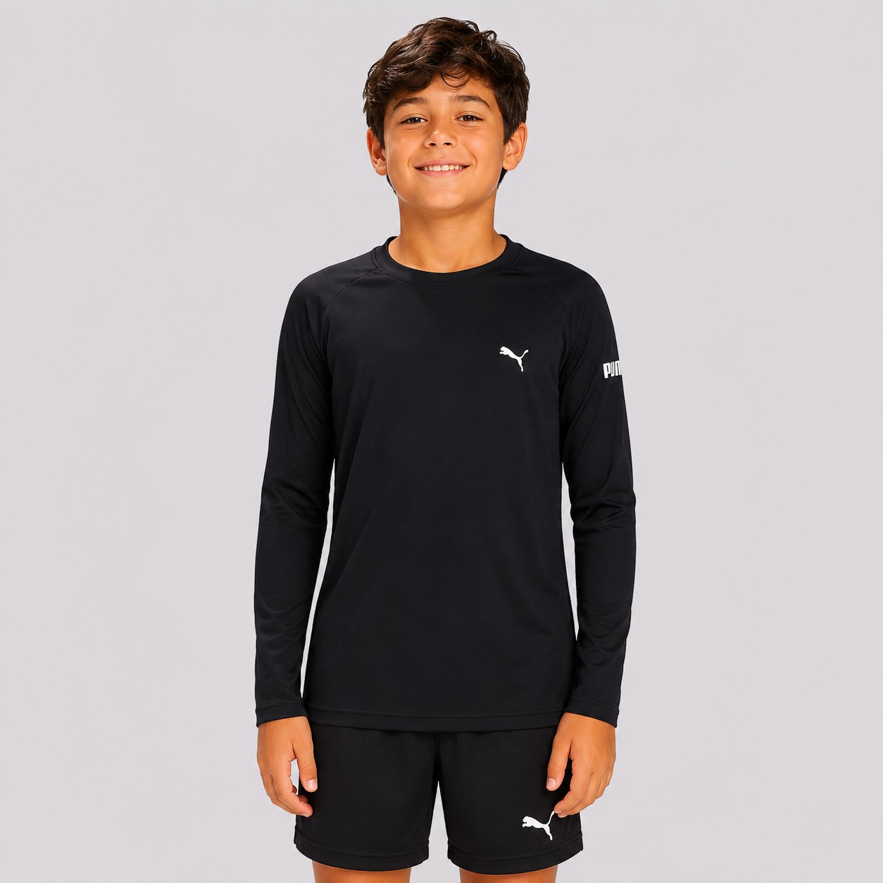 Camiseta Puma Manga Longa UV50+ Juvenil Preta