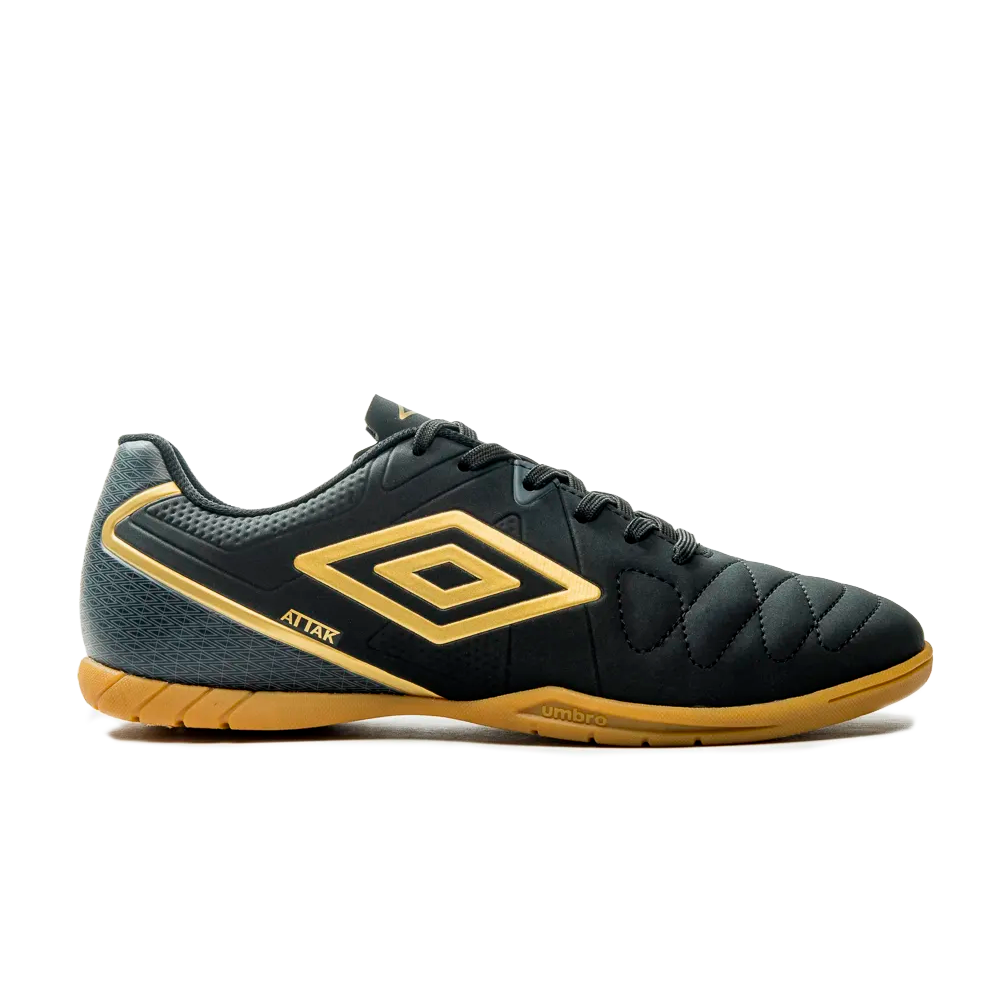 Chuteira Umbro Futsal Attak Eternal Black Gold — 40 / 41 / 42 / 43 / 44, Novo