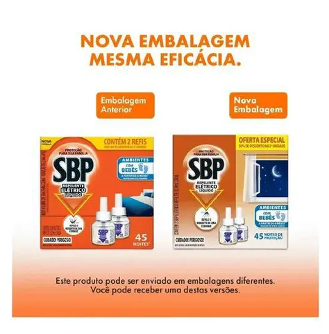 Refil Repelente Elétrico Líquido 45 Noites SBP
