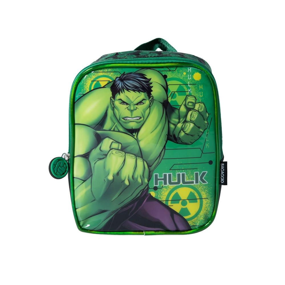 Lancheira Escolar Infantil Masculina Marvel Hulk Verde U / Verde