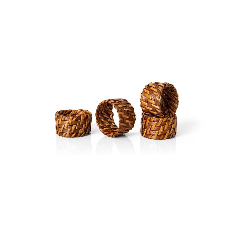 ARGOLA GUARDANAPO RATTAN BAMBU NATURAL 4 PEÇAS - COPA E CIA