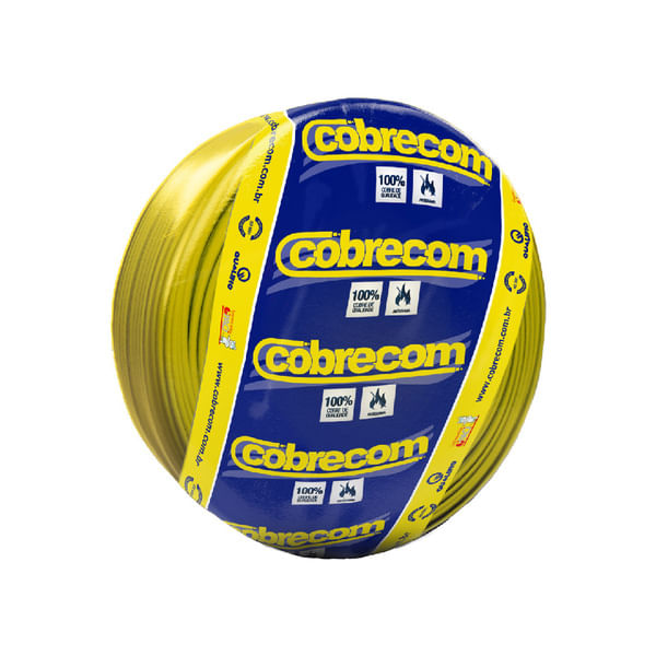 Cabo Flexível 6,0mm 750V Amarelo 100m | Cobrecom Antichamas