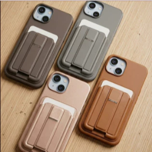 Capa Com Suporte Dobrável Alto + Porta Cartão Para iPhone 16,iPhone 16Pro,16Pro Max,iPhone 17,iPhone 17Pro,IP 17Pro Max