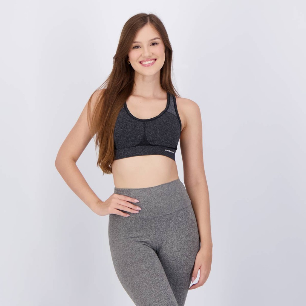 Top Selene Sem Costura Feminino Preto Mescla