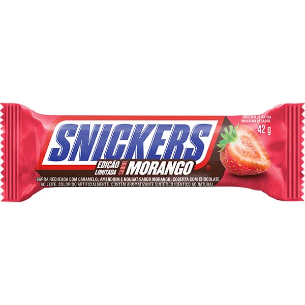 Chocolate Snickers, Morango, 42g, Mars Brasil - PT 1 UN