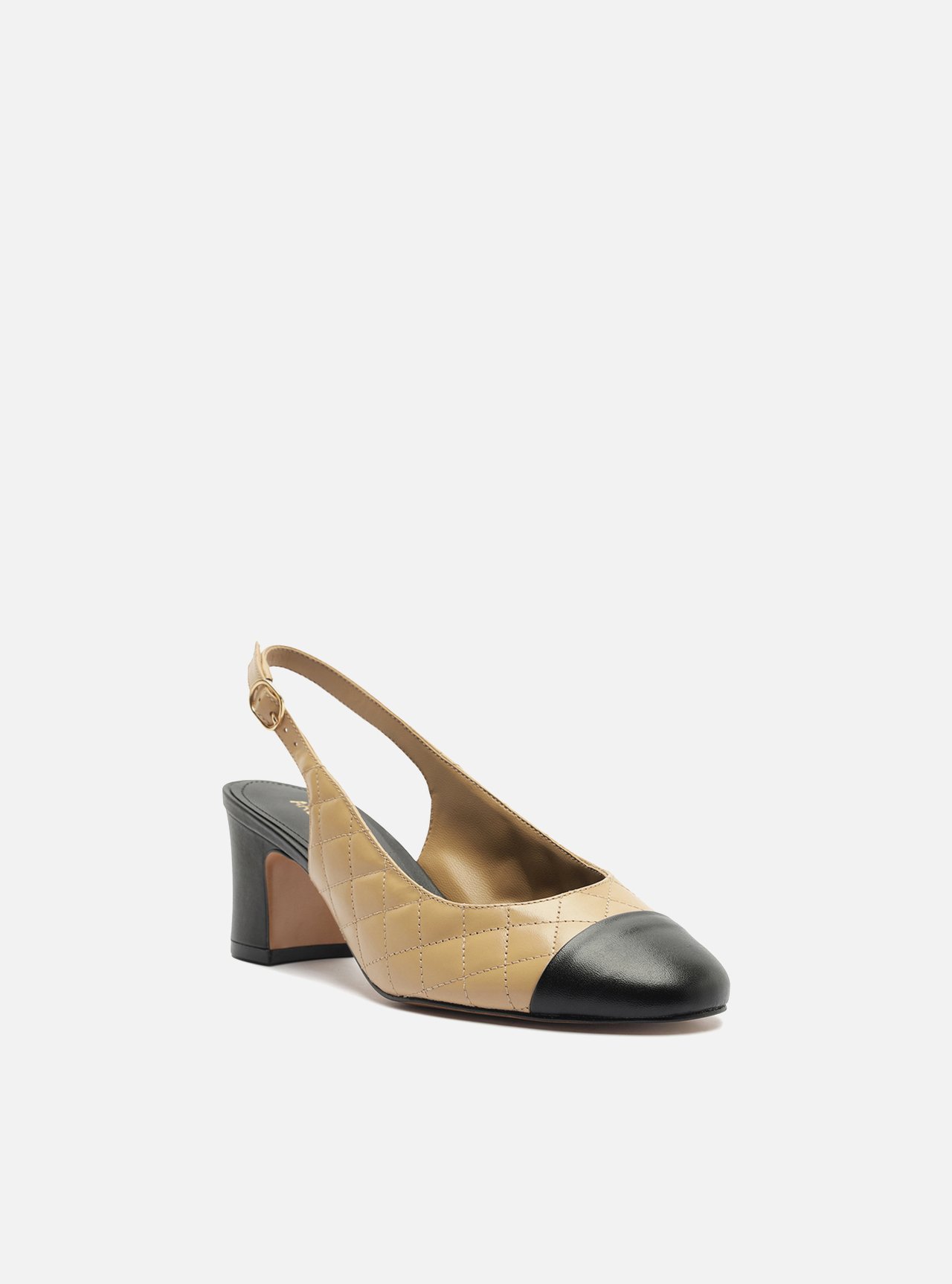 Foto 2 de Scarpin Multineutro Couro Salto Bloco Fivela Slingback