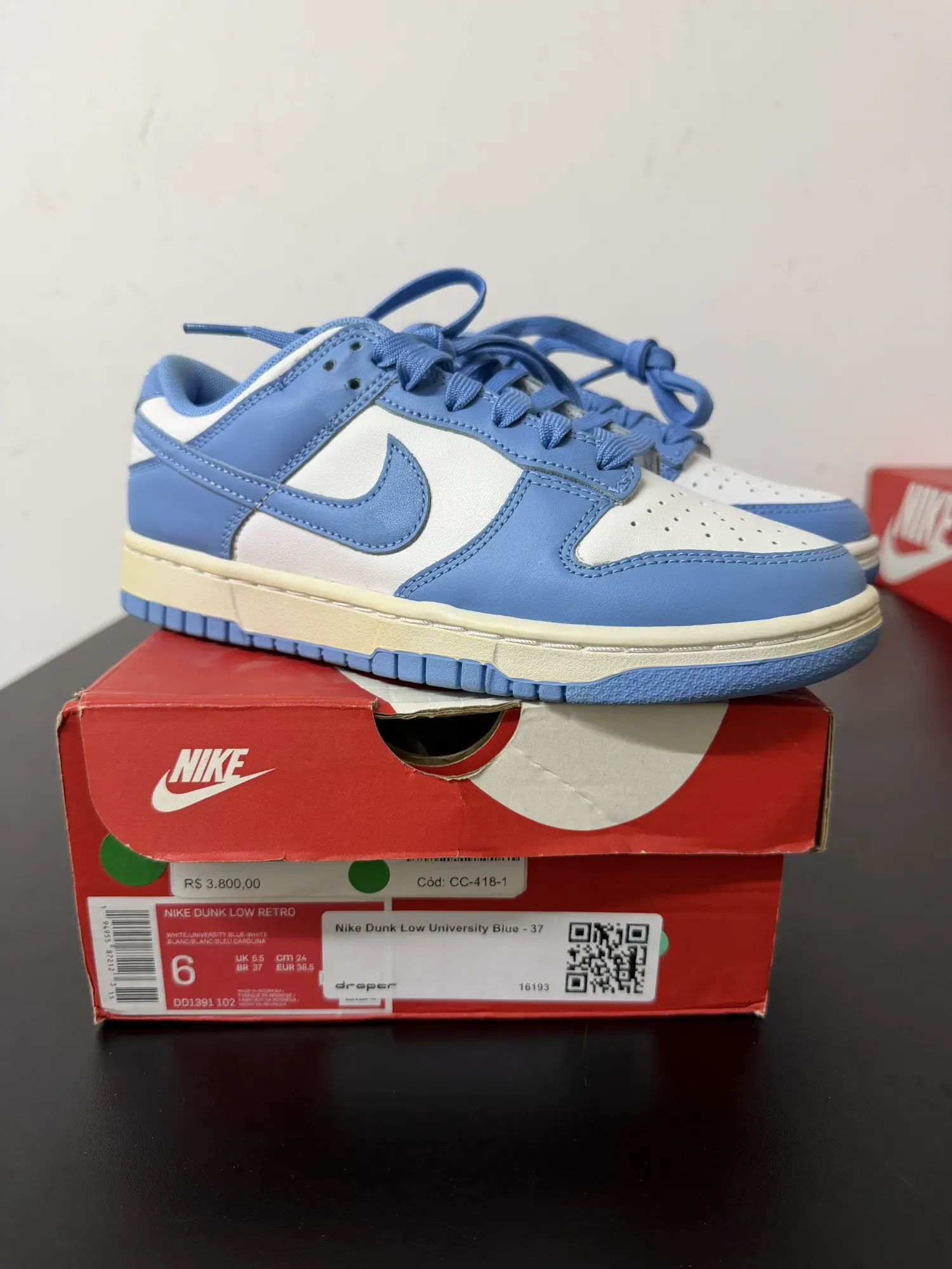 Nike Dunk Low University Blue — 37, Novo