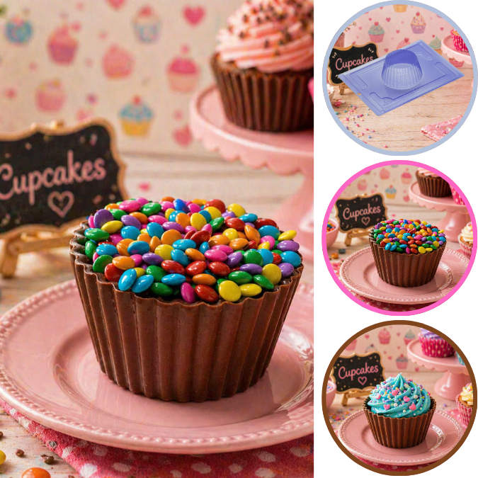 1~5 Forma cupcake gigante para chocolate ESPECIAL SILICONE porto formas -cod P1201 (CHOCO)