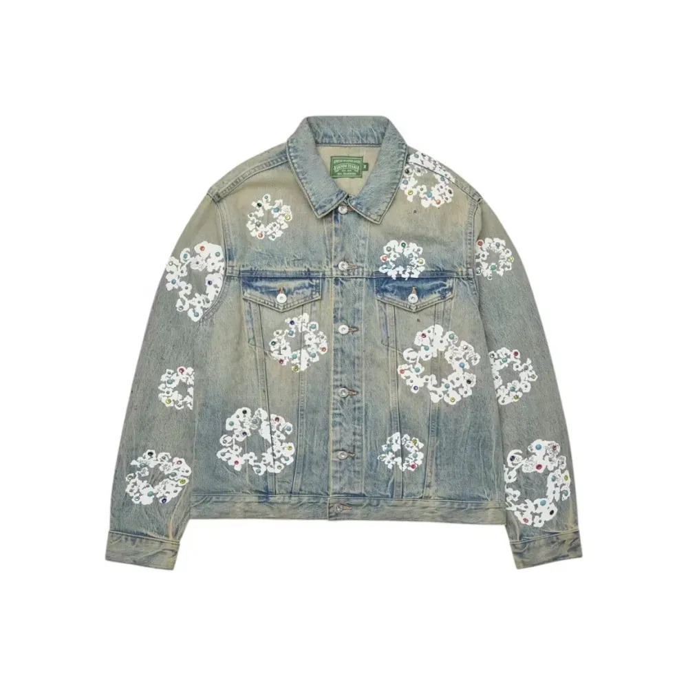 Jaqueta Denim Tears Studded Cotton Wreath Denim Dirty Wash — XG, Novo