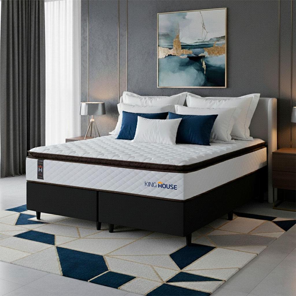 Conjunto Cama Box Espuma San Diego Branco King 193x203x67