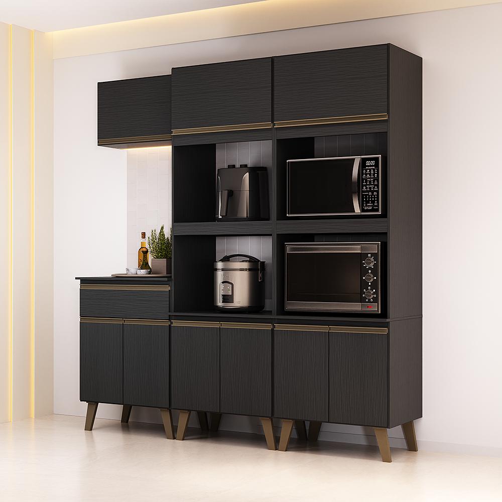 Armário de Cozinha Compacta Atlanta Craft Carraro Preto Touch