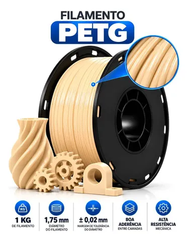 Filamento PETG 1,75mm 1kg Impressora 3D Bege
