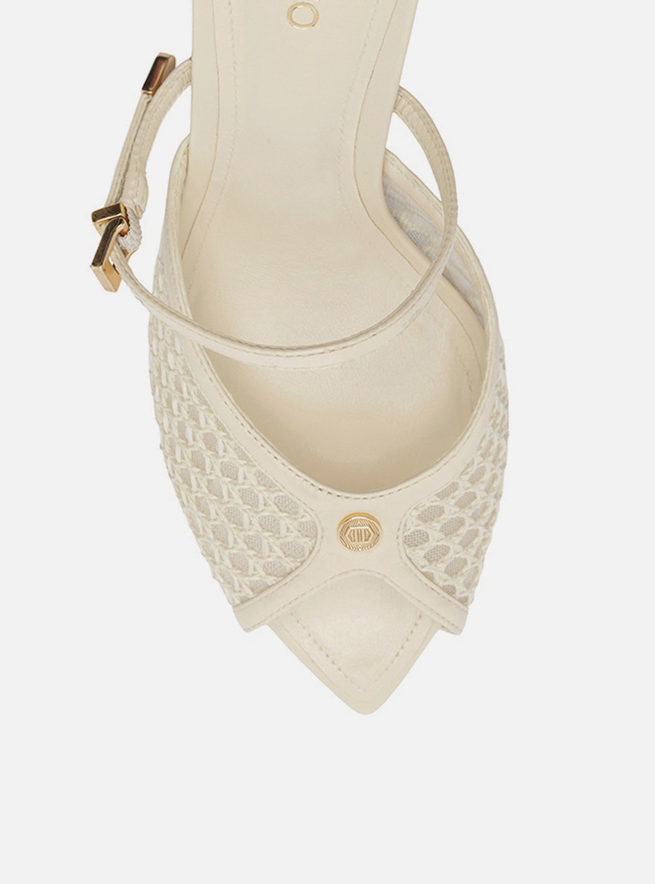 Foto 5 de Mule Branca Crochê Salto Bloco Alto Peep Toe