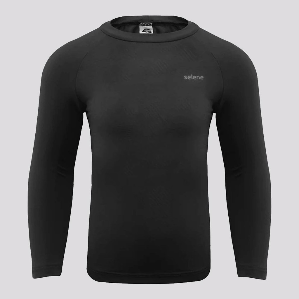 Camiseta Selene Manga Longa Proteção UV50+ Juvenil Preta