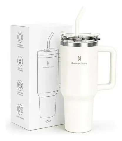 Copo Térmico 1,2l Inox Tampa Canudo Branco