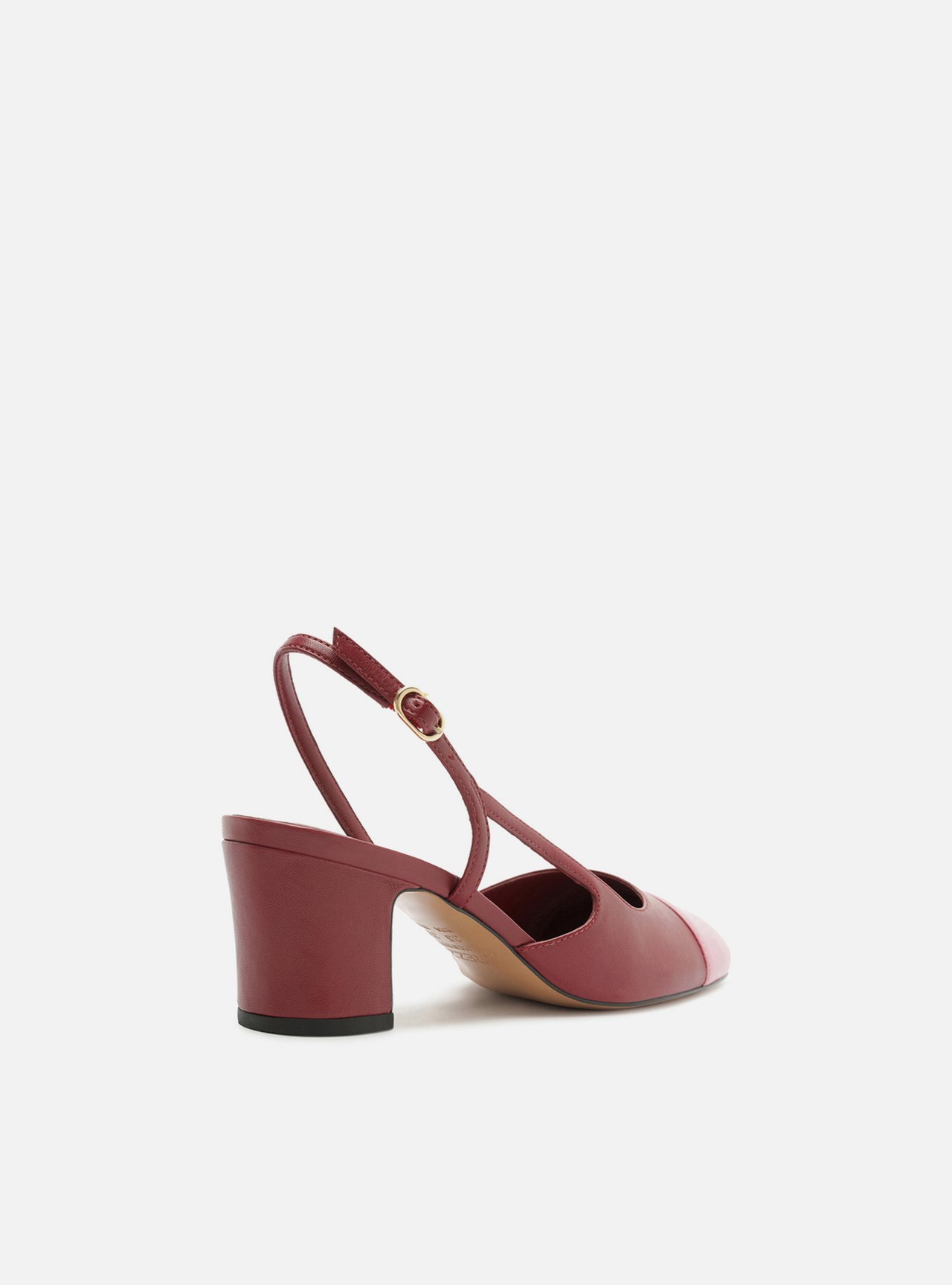 Foto 3 de Scarpin Vermelho Bicolor Couro Salto Médio Bloco Slingback