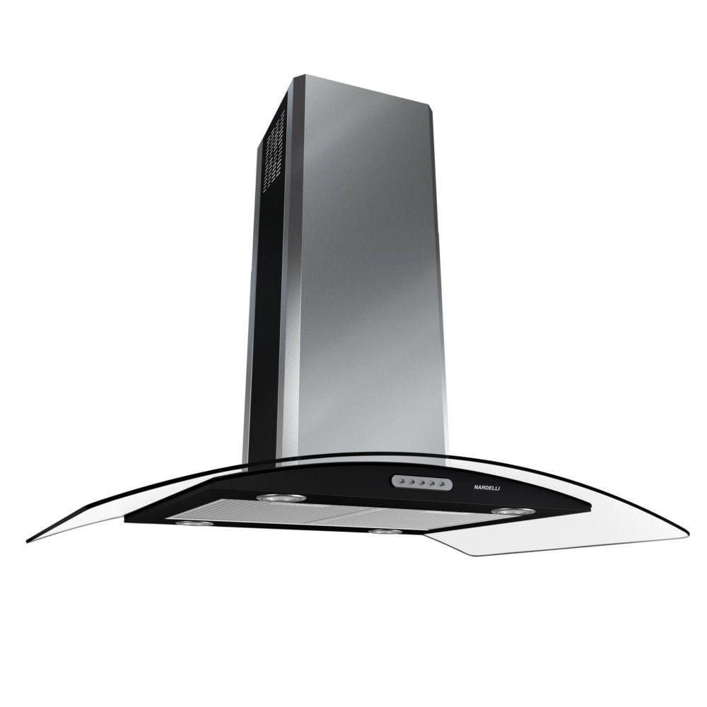 Coifa de Ilha CVC Nardelli Vidro Curvo Black 90cm 127V 110