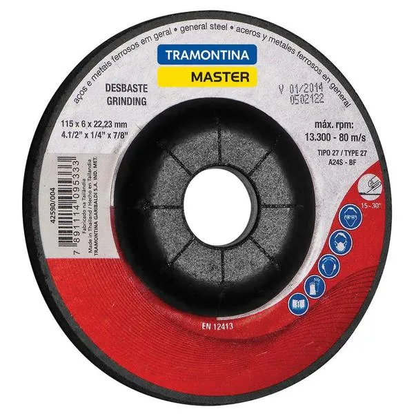 DISCO DE DESBASTE PARA AÇO E METAIS 4.1/2 TRAMONTINA