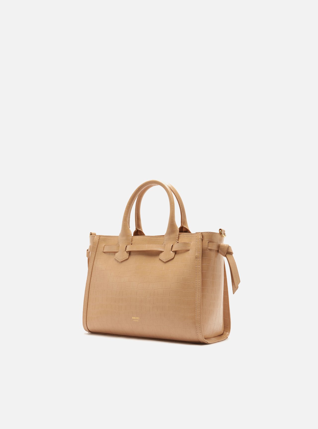 Foto 2 de Bolsa Tote Nude Média Croco Tiras