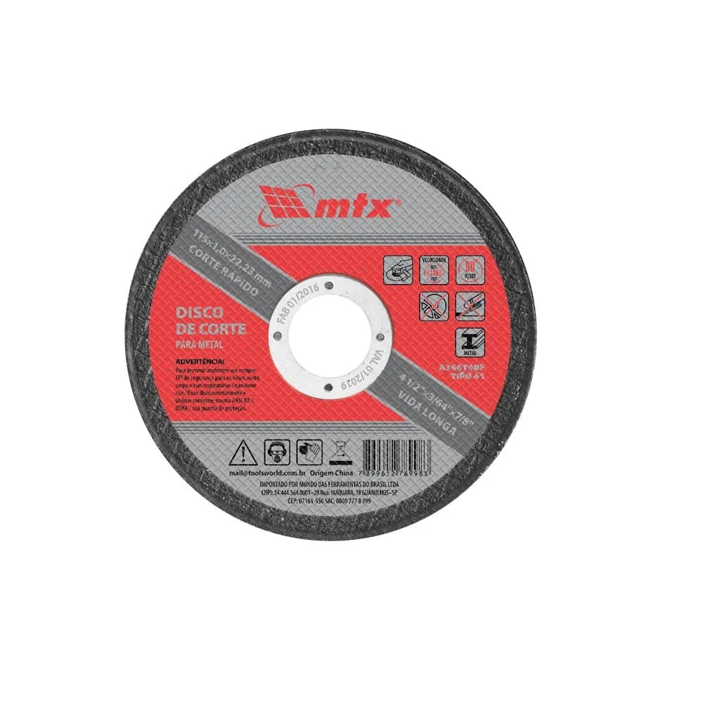 Disco de Corte Para Metal 115x1,0x22 Mm Mtx