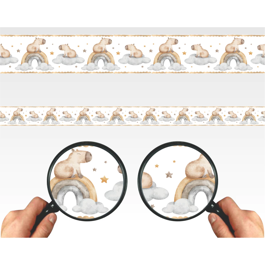 Capivara Faixa Decorativa Adesivo Quarto Infantil 7 metros Nuvens Coração e Muito Mais mod. - fi#13
