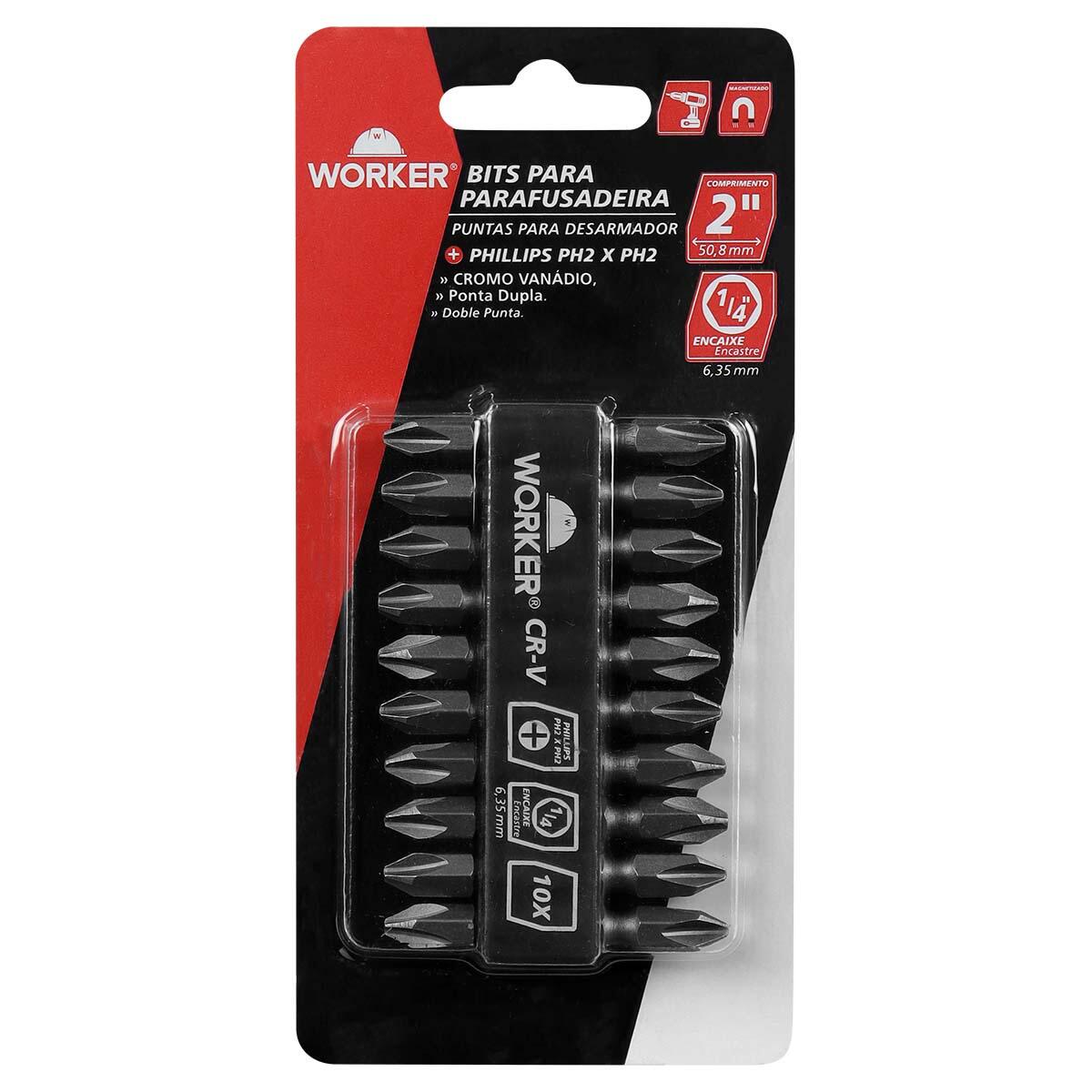 Bits para Parafusadeira Phillips PH2 / 2" - 50,8mm Worker
