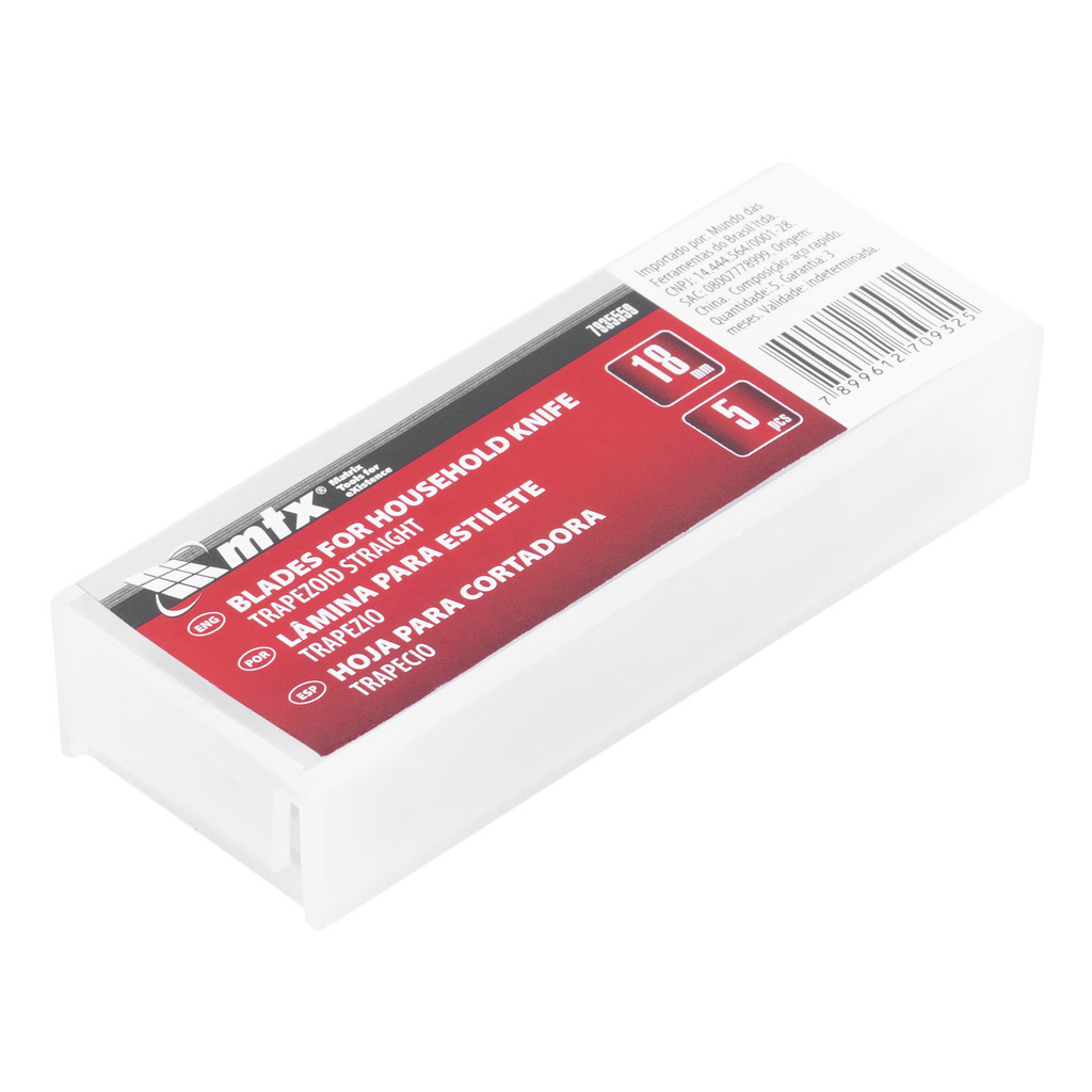 Lâmina Para Estilete Trapezoidal 18mm Refil 5 Peças MTX