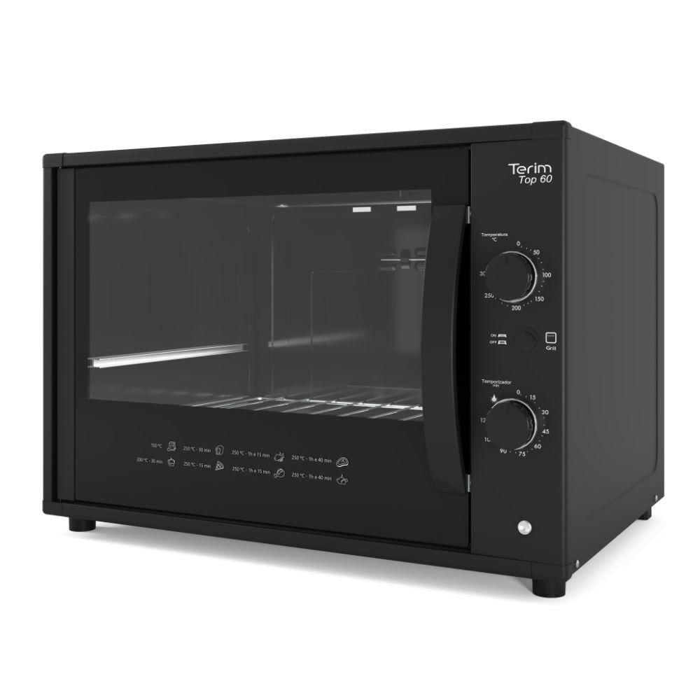 Forno Elétrico de Bancada Terim Top 60 Black 60L 1750W com Grill e Luz Interna Preto 220V