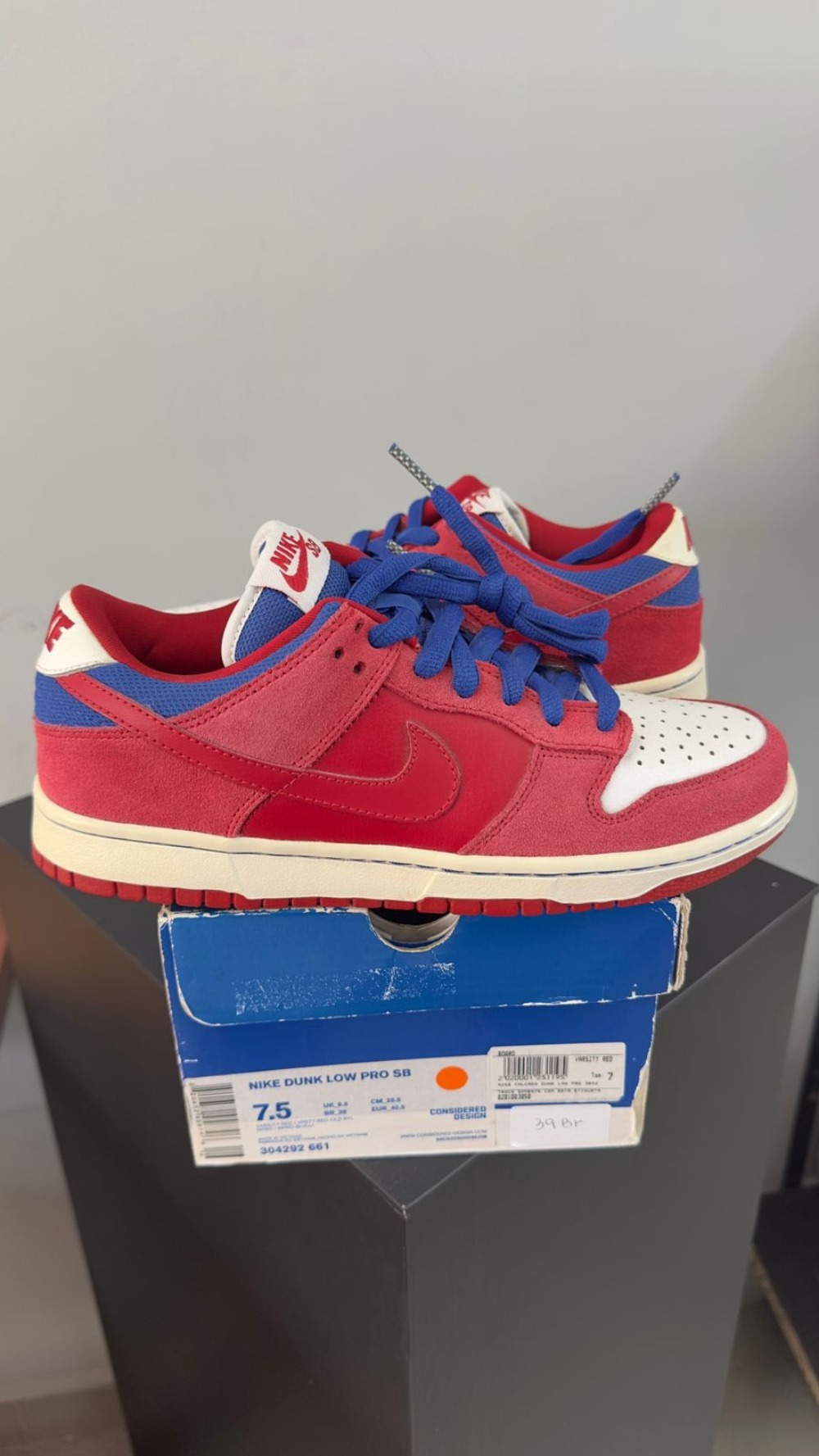 Nike Dunk Low Pro Sb Red Royal — 39, Novo