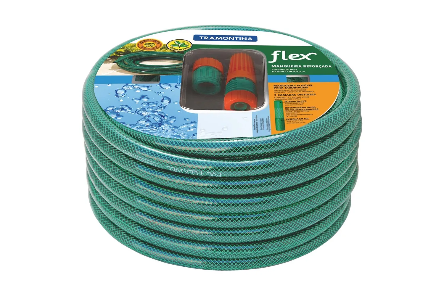 MANGUEIRA FLEX COM ESGATE E ESGUICHO 15M VERDE TRAMONTINA