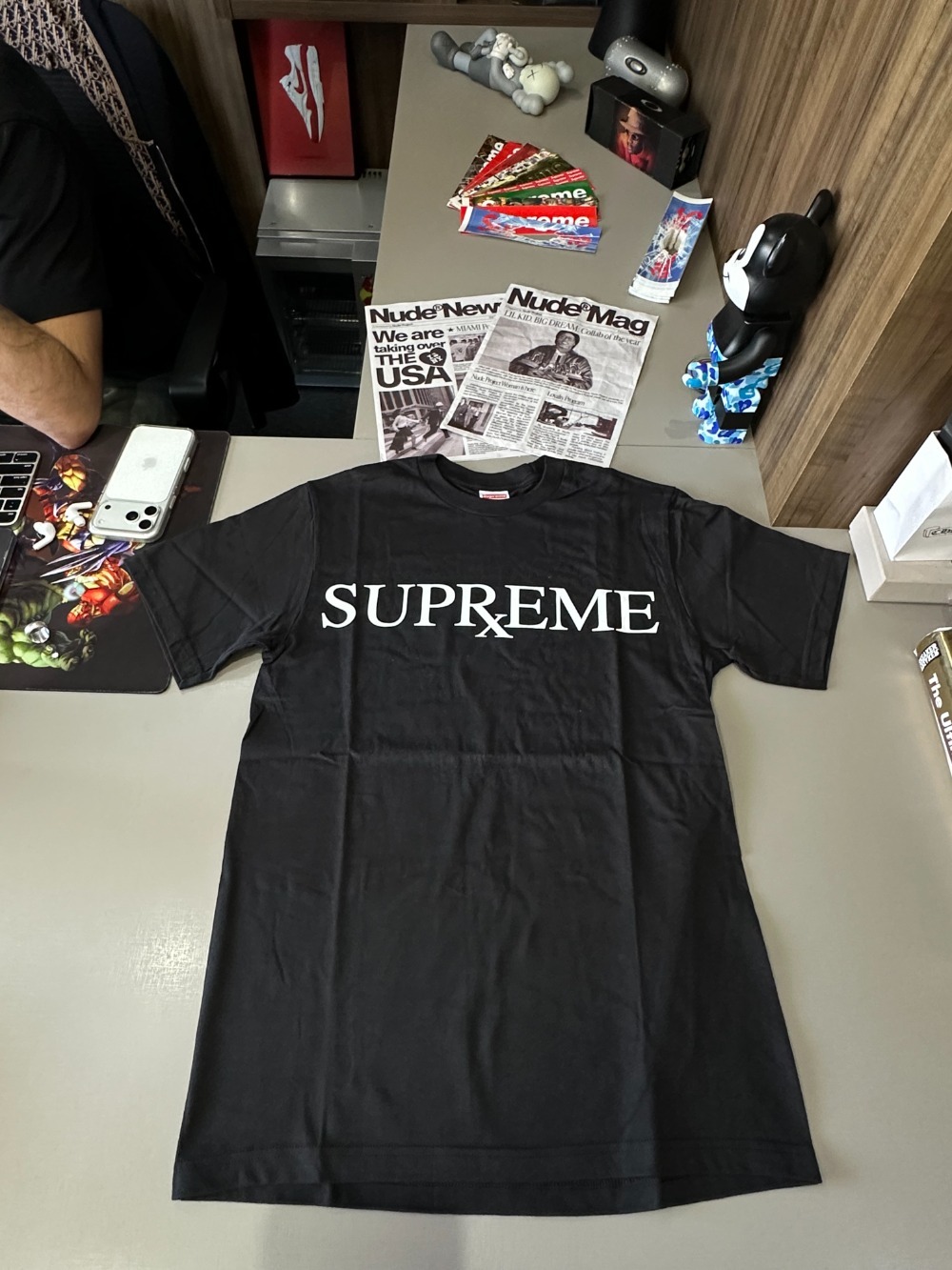 Camiseta Supreme RX Black FW25-W17 — P, Novo