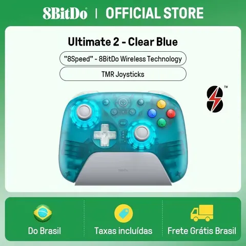 [DoBrasil/Moedas R$189] Controle 8BitDo Ultimate 2 sem Fio 2.4G para PC e Android, com Joysticks TMR