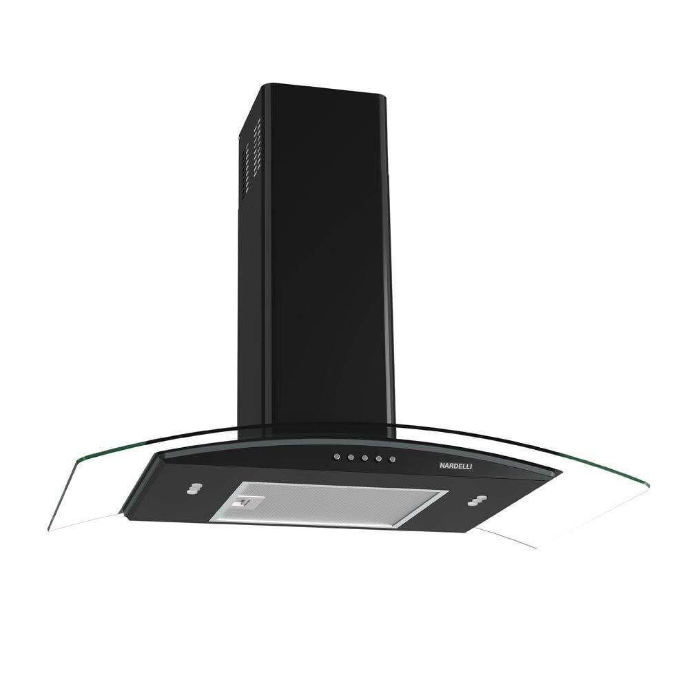 Coifa Nardelli De Parede Clean Vidro Curvo 80cm Preto 220V