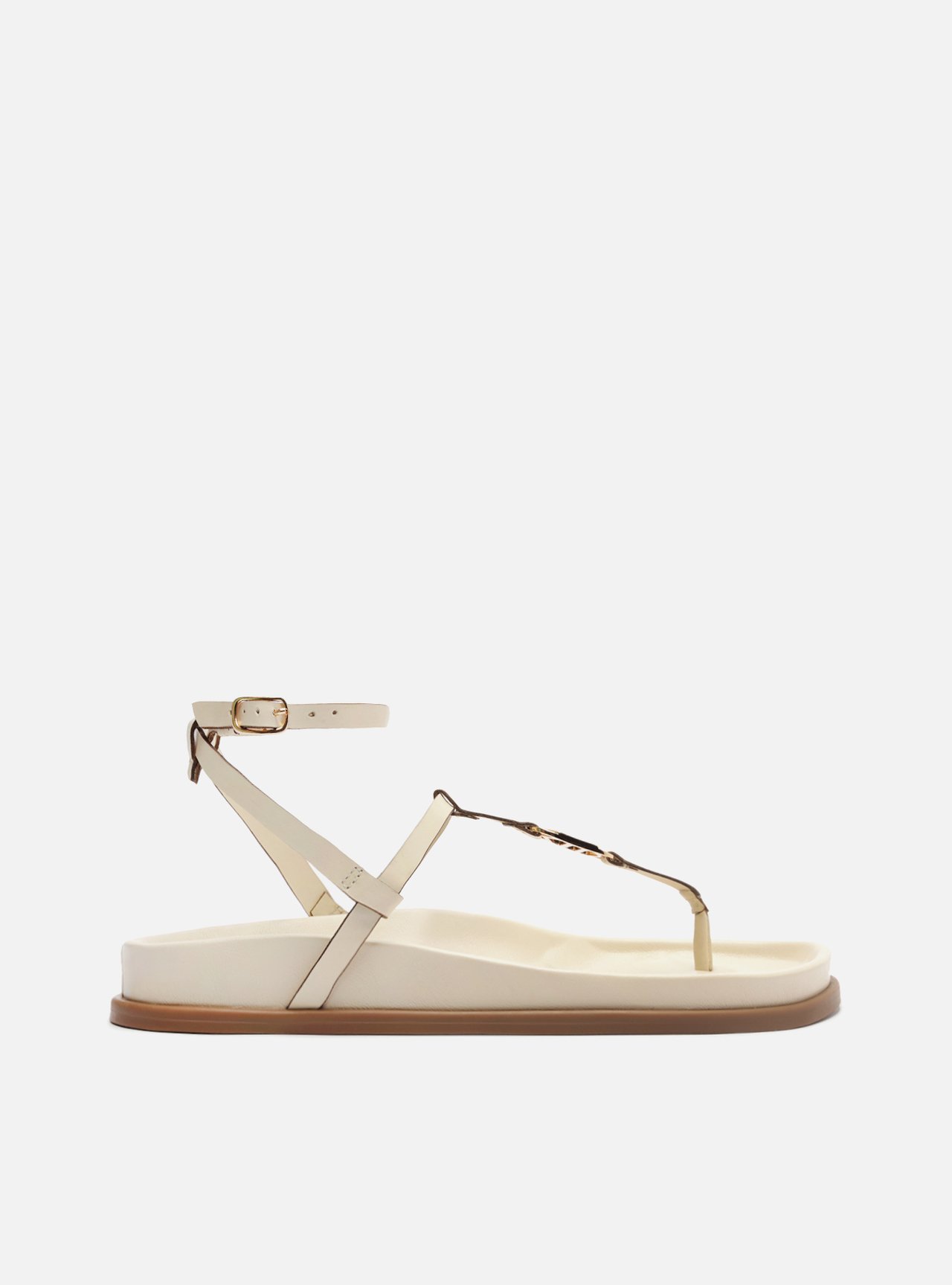 Sandália Papete Off White Injetado Fivela Metais