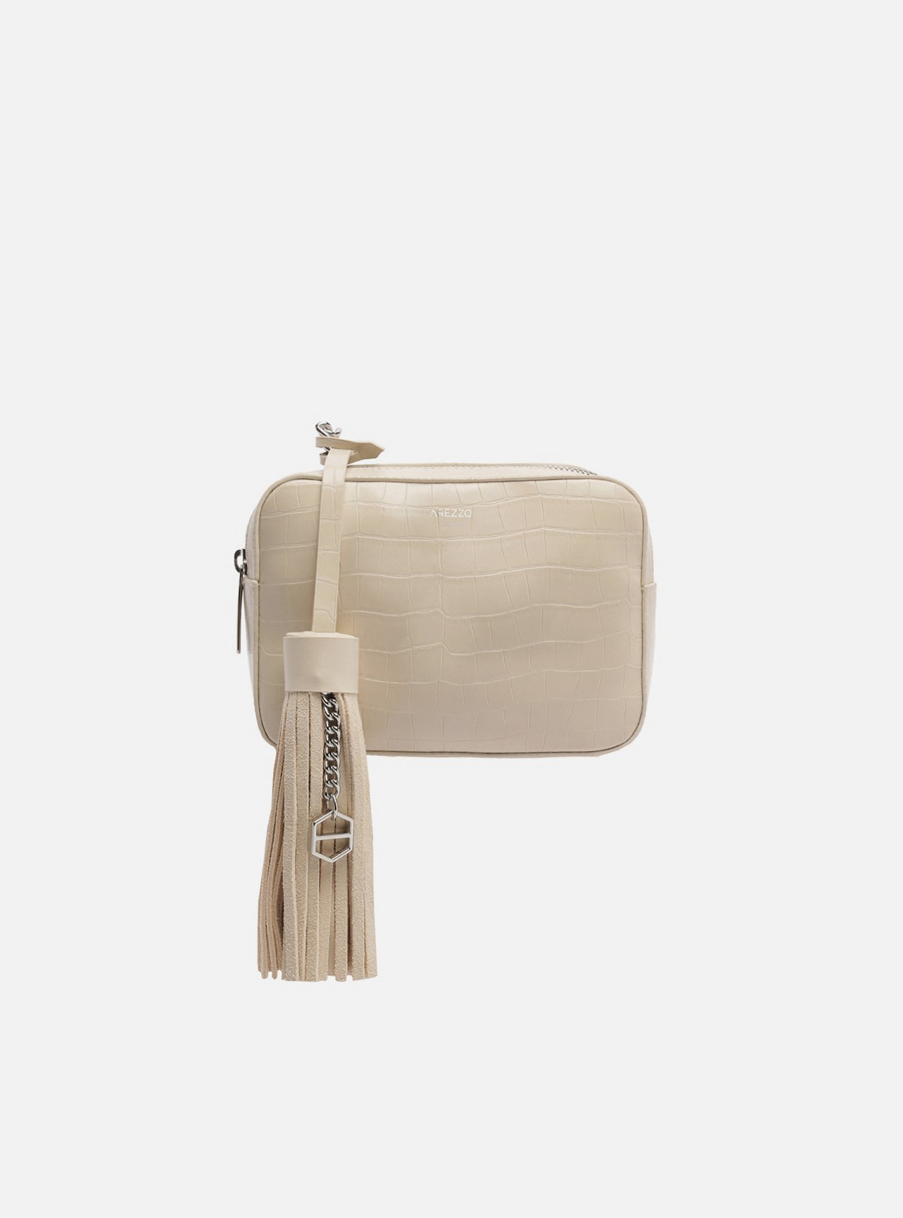 Bolsa Tiracolo Branca Croco Valentina Pequena
