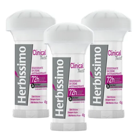 [Vip] Kit Desodorante Twist Herbíssimo Clinical Rosa 3un