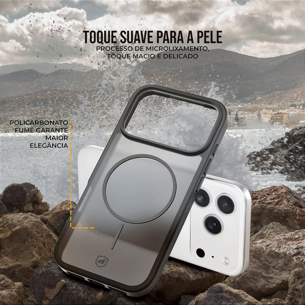 Foto 2 de Capa case capinha para iPhone 18 Pro Max - Magsafe Wave Fumê - Preta - Gshield