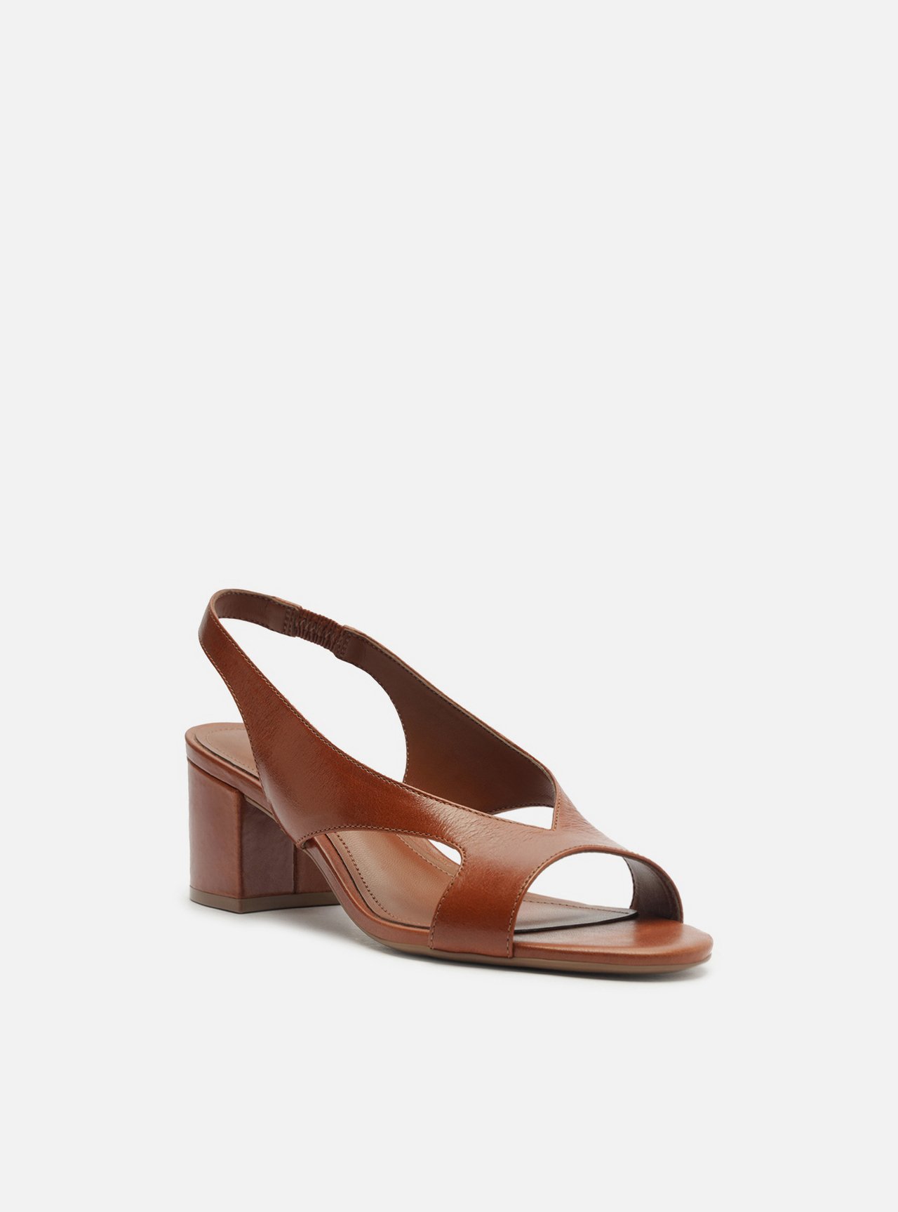 Foto 2 de Sandália Marrom Couro Bloco Tira Larga Slingback
