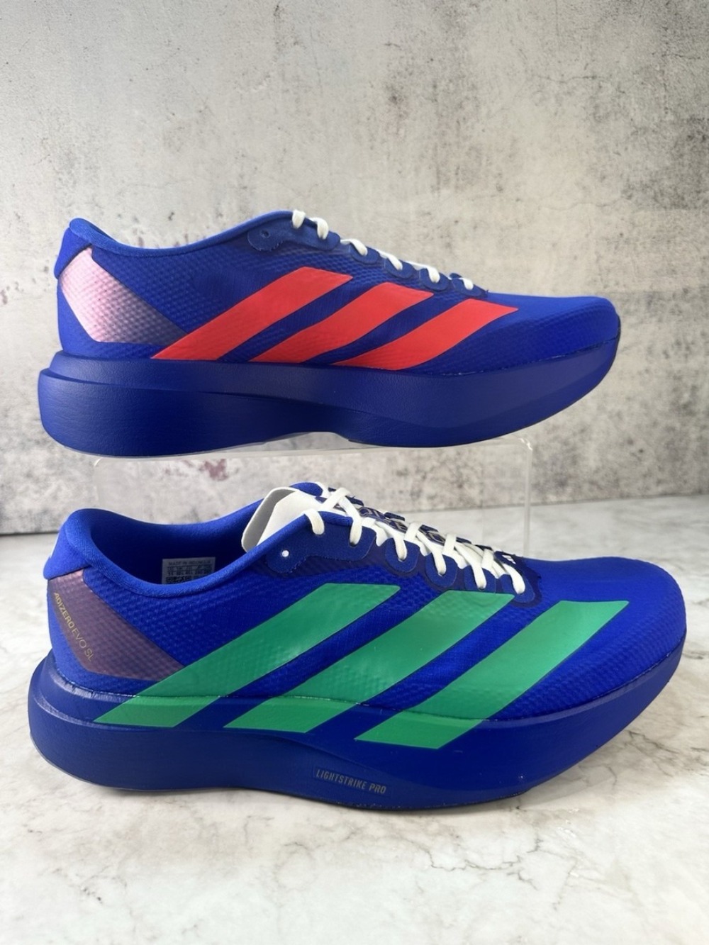 adidas Adizero EVO SL Lucid Blue Court Green Lucid Red — 34 / 35 / 36 / 37 / 38 / 39 / 40 / 41 / 42 / 43 / 44, Novo
