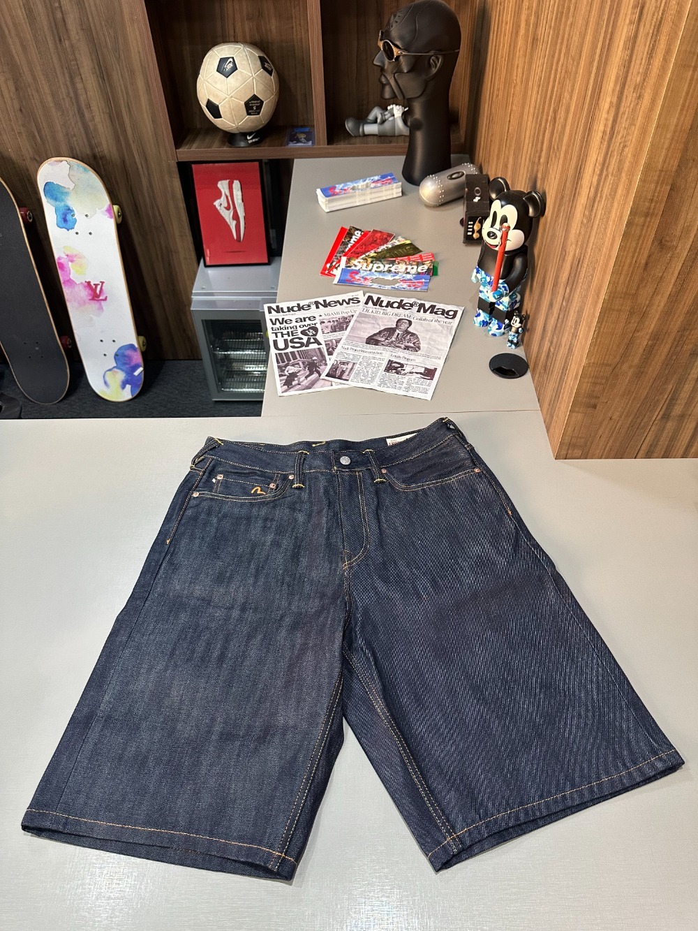 Evisu x Palace Shorts Long Denim Indigo — 42, Novo