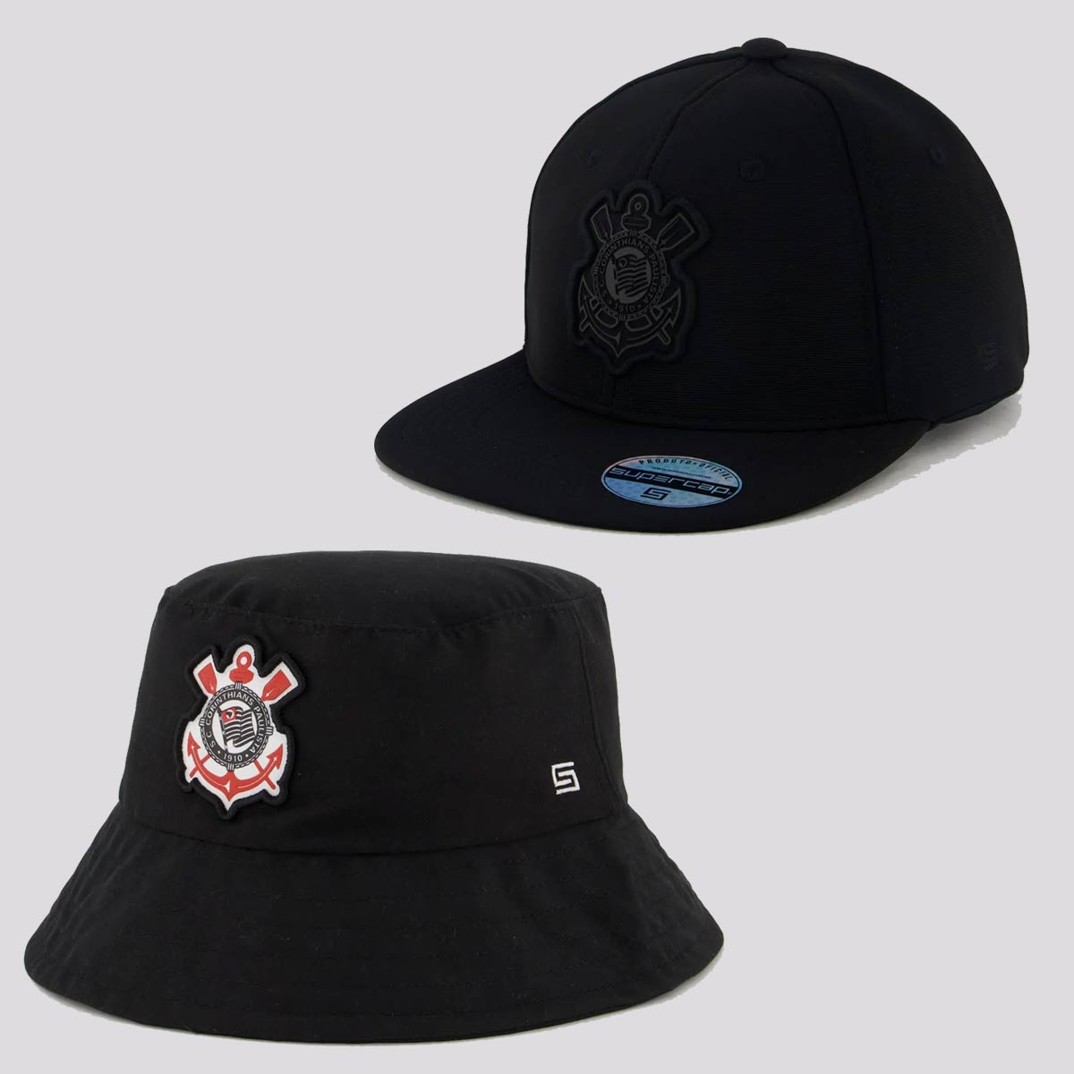 Kit Corinthians Bucket Hat e Boné Americano