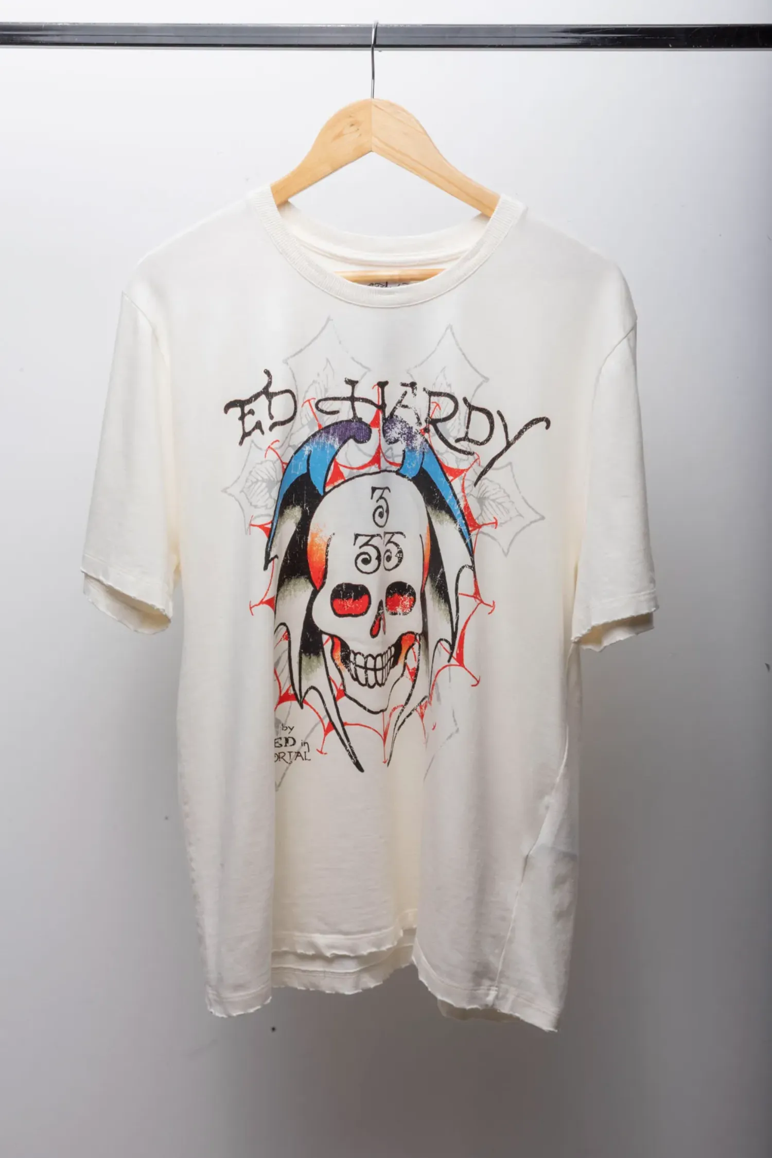 Matuê x Ed Hardy Camiseta Bat Skull Off White — G, Novo