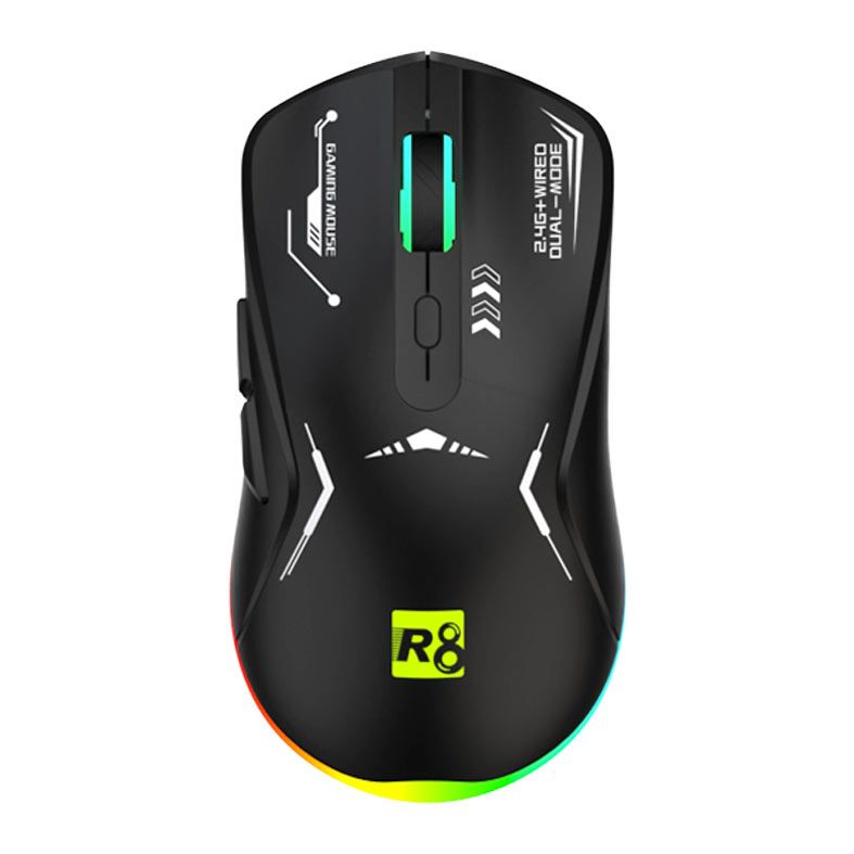 Mouse Gamer R8 G305, RGB, 4800DPI, 6 Botoes, Wireless, Preto, R8-G305-BK