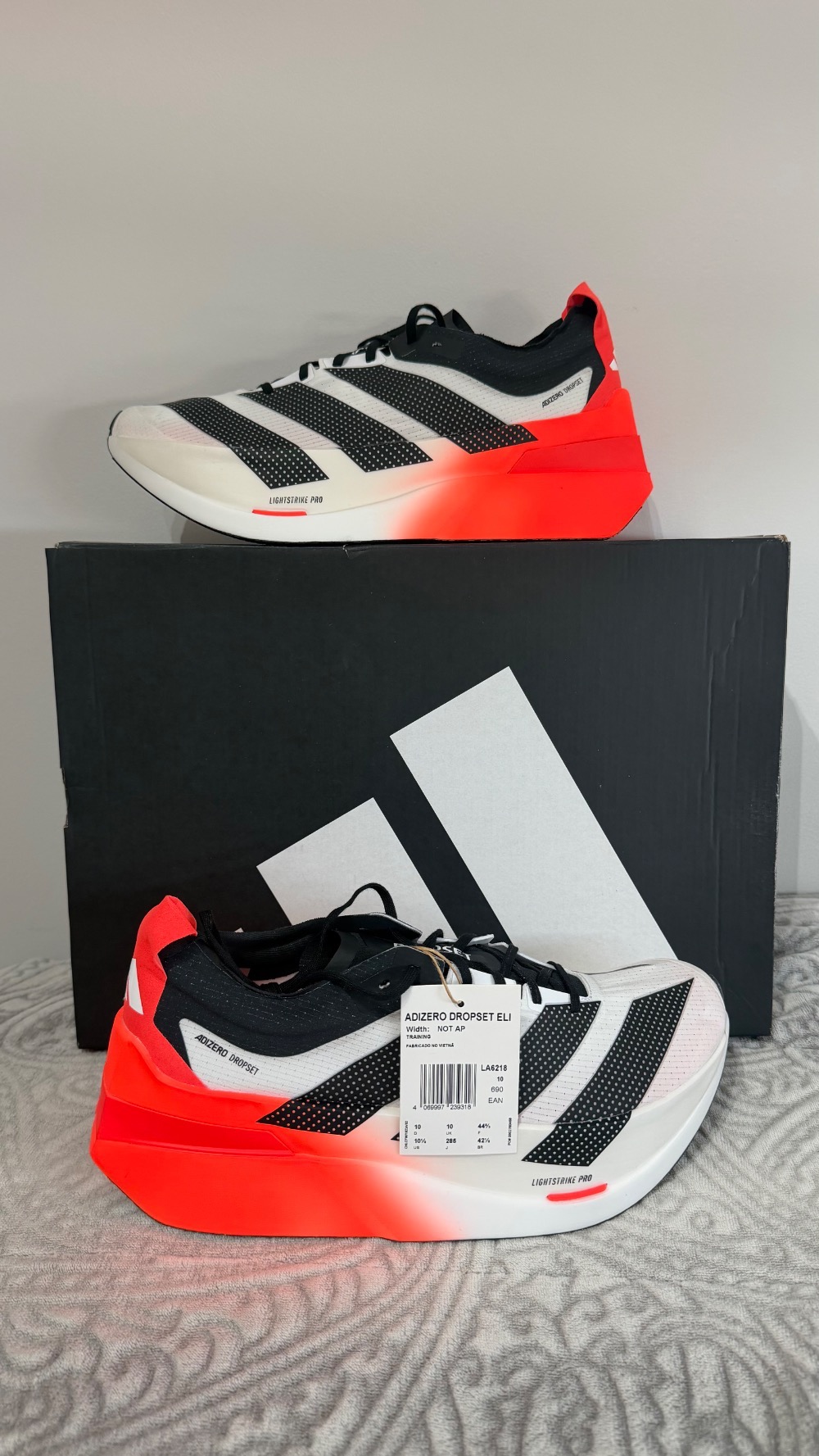 adidas Adizero Dropset Elite Cloud White Solar Red Core Black — 42.5, Novo