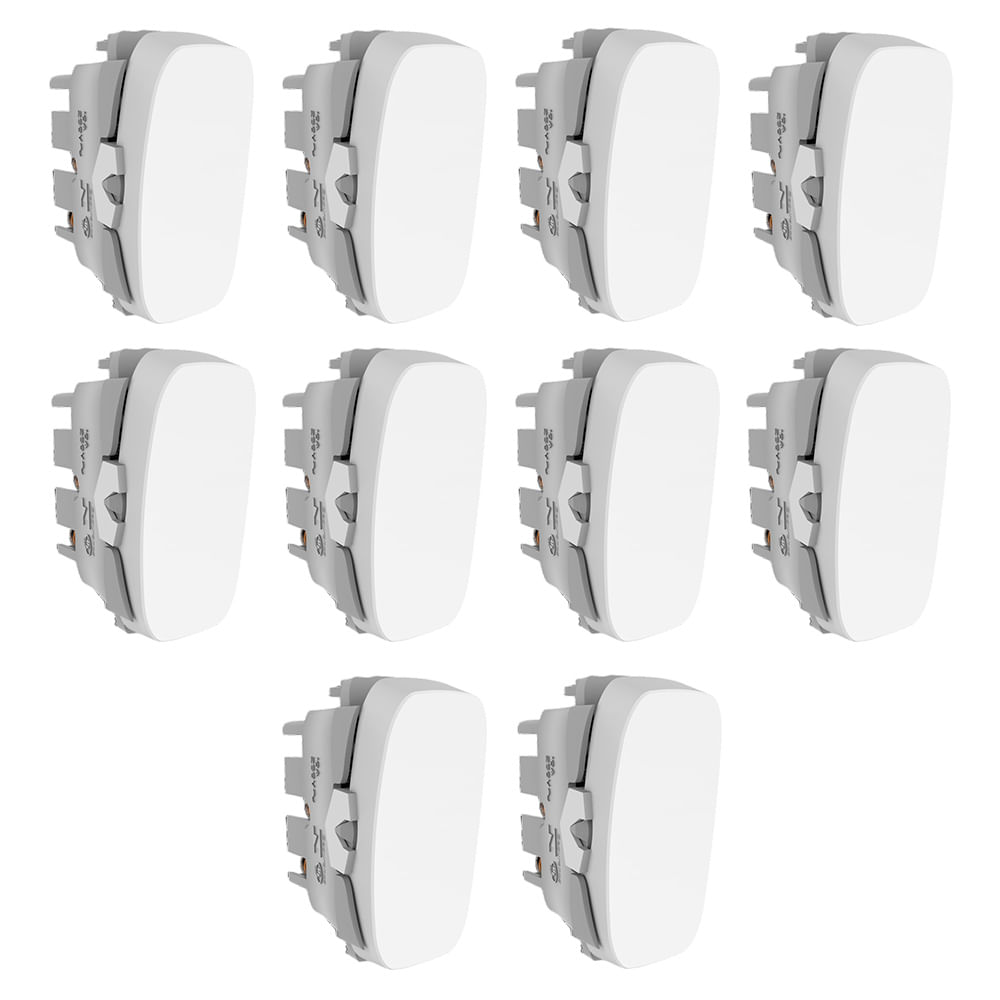 Kit com 10 Módulos Interruptor Paralelo 10a-250v Gracia Branco Alumbra