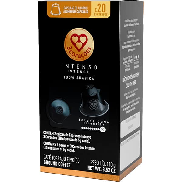 Cápsula de café Compatível com Nespresso, Intenso, 3 Corações - CX 20 UN