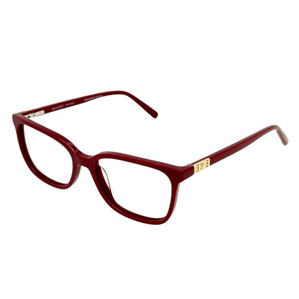 Foto 2 de Armação de Óculos de Grau Feminino Bulget Quadrado BG6434 Cor Bordô Brilho