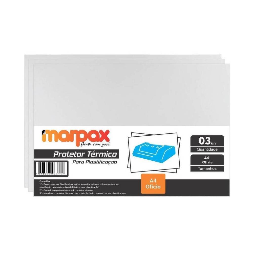 Protetor térmico para plastificação A4 e Ofício com 3 unidades Marpax