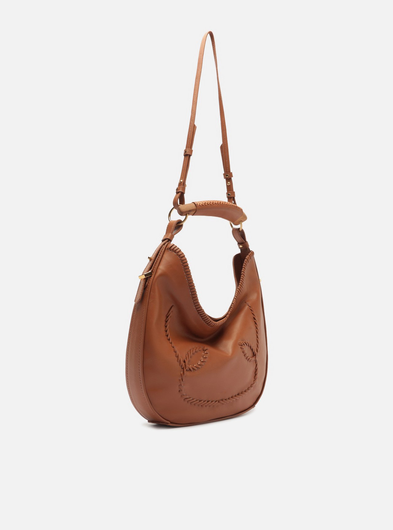 Foto 5 de Bolsa Hobo Marrom Couro Média Tressê